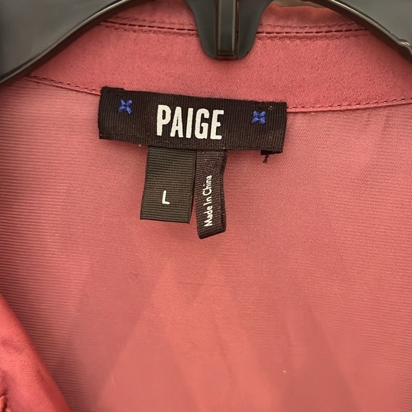 Paige Sevynne Surplice V Neck Shirt Bodysuit Silky Satin Long Sleeves Top L $179 - Picture 7 of 9